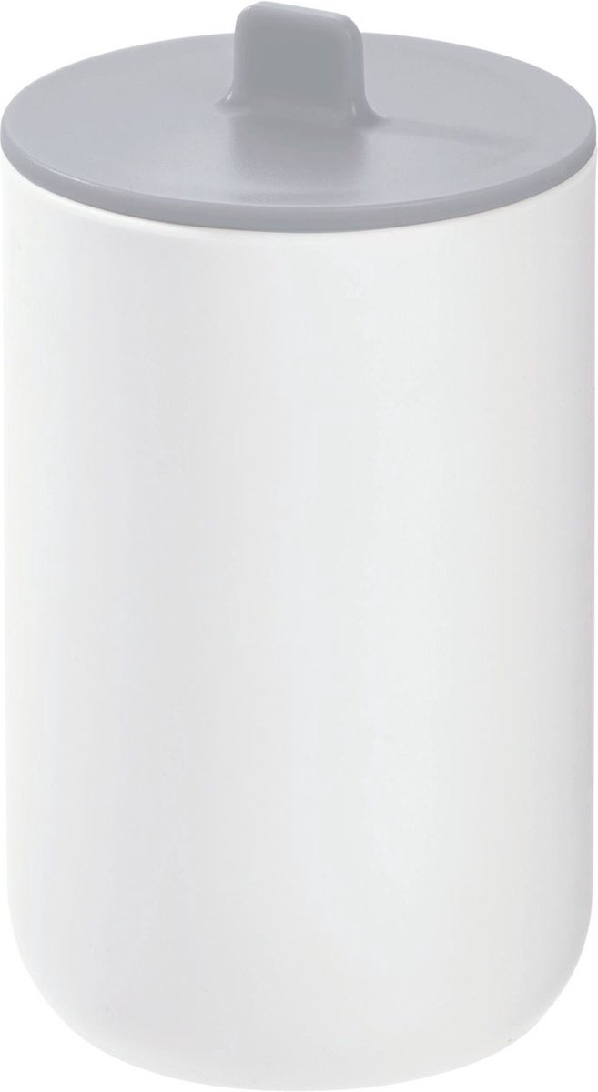 Wattenhouder met Deksel, 8 x 8 x 13 cm, Wit, Kunststof - iDesign | Cade - iDesign