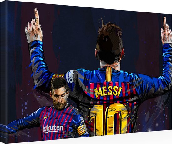 MALNINK™ - Messi Canvas Print – 60 x 40 cm – Hoogwaardige Kwaliteit – Inclusief Frame en Ophangset