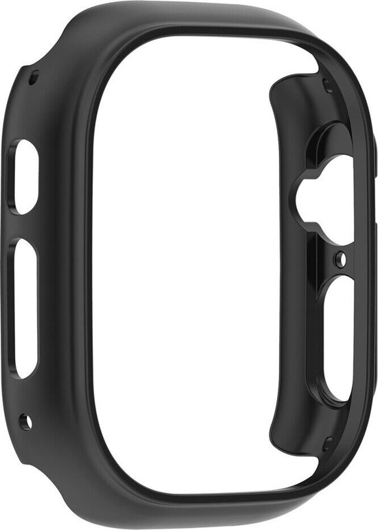 Strap-it PC Hardcase bescherming - Geschikt voor Apple Watch case 49 mm - Hoesje geschikt voor Apple Watch Ultra case - Zwart - iWatch cover voor maat 49 mm
