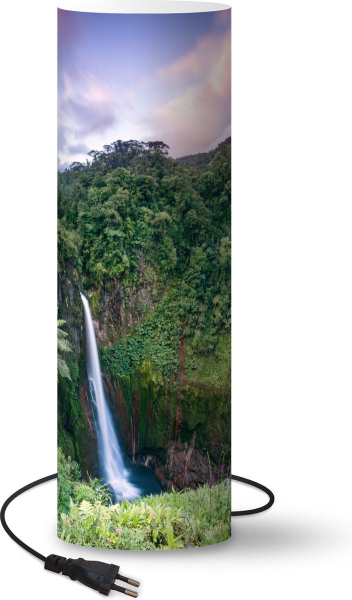 Lamp - Nachtlampje - Tafellamp slaapkamer - Waterval - Zonsondergang - Jungle - 60 cm hoog - Ø19.1 cm - Inclusief LED lamp