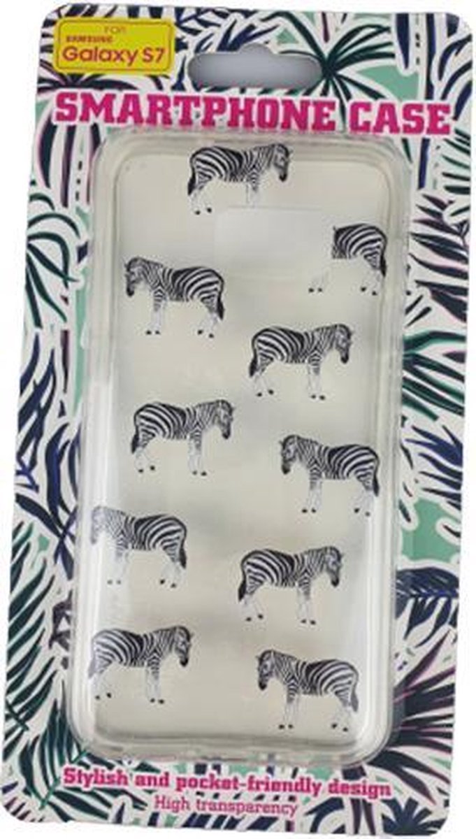 Samsung Galaxy S7 Hoesje Zebra - Zwart / Transparant - Kunststof