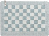 Knit Factory Gebreide Placemat - Onderlegger Block - Eetmat - Ecru/Stone Green - 50x30 cm
