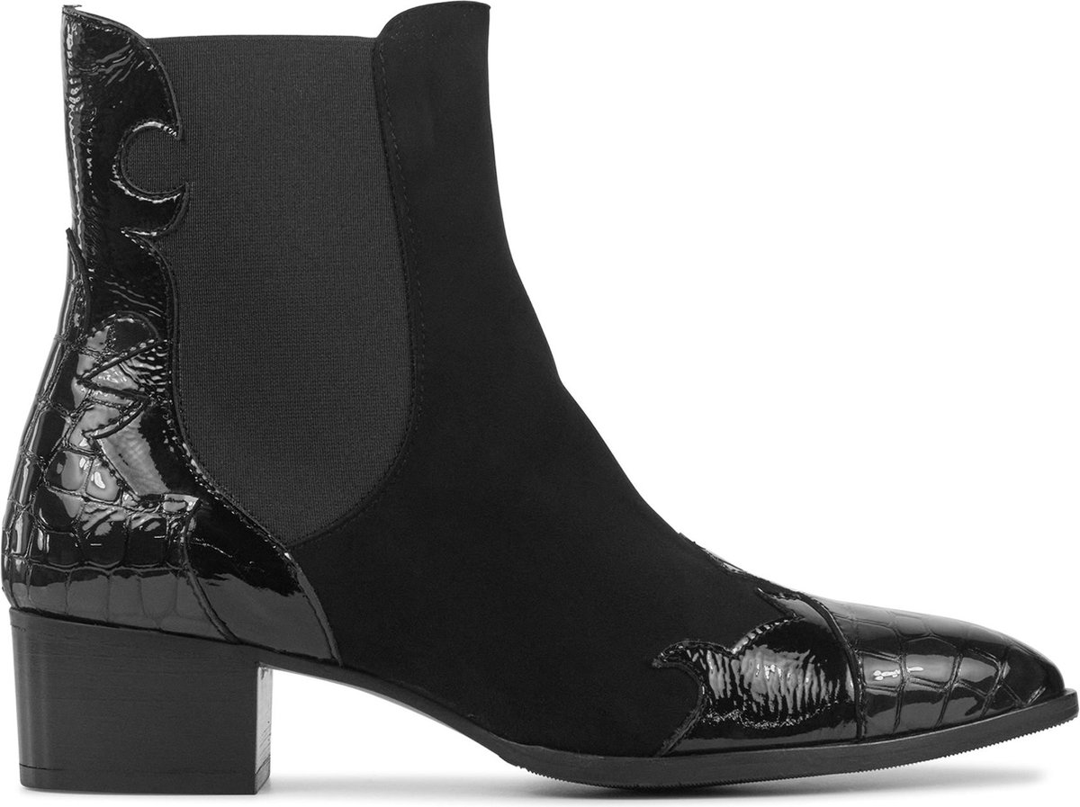 Pertini Chelsea boots Dames / Laarzen / Damesschoenen - Suède - Crocoprint - 30961 croco sue - Zwart - Maat 38