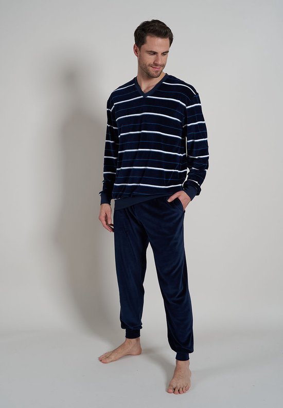 Pyjama homme Gotzburg col V raye bleu fonce Taille 3XL bol