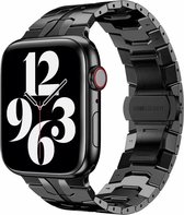 By Qubix Stalen schakelband - Zwart - Geschikt voor Apple Watch 38mm - 40mm - 41mm - Compatible Apple watch bandje - smartwatch bandje stalen bandje