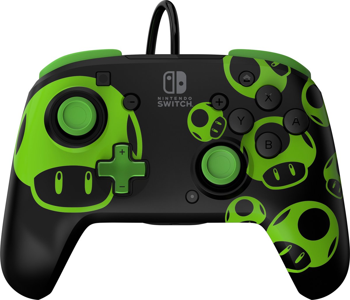 PDP Rematch - Bedrade Nintendo Switch Controller - Glow in the Dark - 1-Up Mushroom