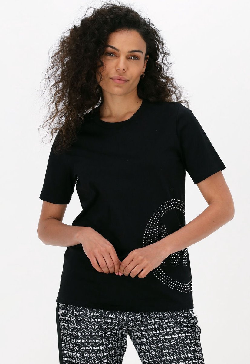 Michael Kors Studded Charm Classic T Tops & T-shirts Dames - Shirt - Zwart - Maat S
