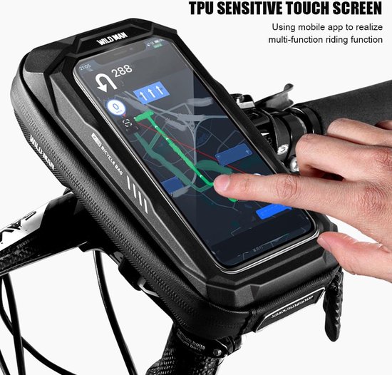 Frametas Fiets - Fiets stuurtas - Fiets telefoonhouder - Fiets stuur smartphone tas - Telefoonhouder - Fietstas telefoon - Fietstas mobiel - Waterdichte fietstas - Geschikt voor o.a. iPhone 11 / 12 / 13 / 14 /15 Samsung Galaxy S20 S21 S22 S23 S24 van Welke. — afbeelding 2