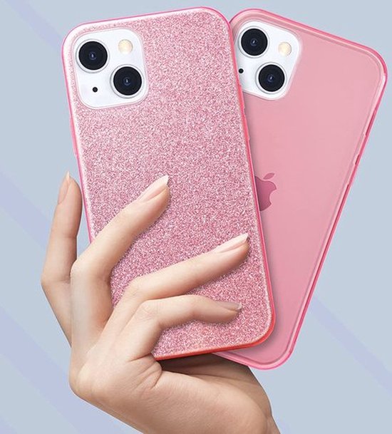 Coque Apple iPhone 14 Rose - Glitter Arrière Pailletée
