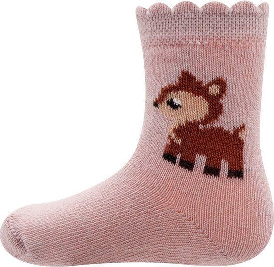 Chaussettes Bébé Fille - Blauw/ Vieux Rose avec Cerf et Bulbes - Aiguières Ewers