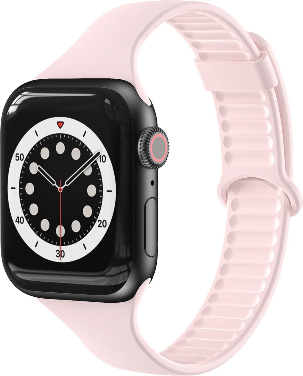 By Qubix - Geschikt voor Apple Watch bandje - TPU Slim Fit bandje - Lichtroze - Geschikt voor Apple Watch 44mm / 45mm / 46mm / 49mm (Ultra 1,2 en 3) - Smartwatch bandje - siliconen sport bandje - smartwatchbandje