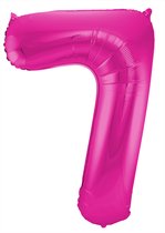 Folat - Folieballon Cijfer 7 Magenta - 86 cm