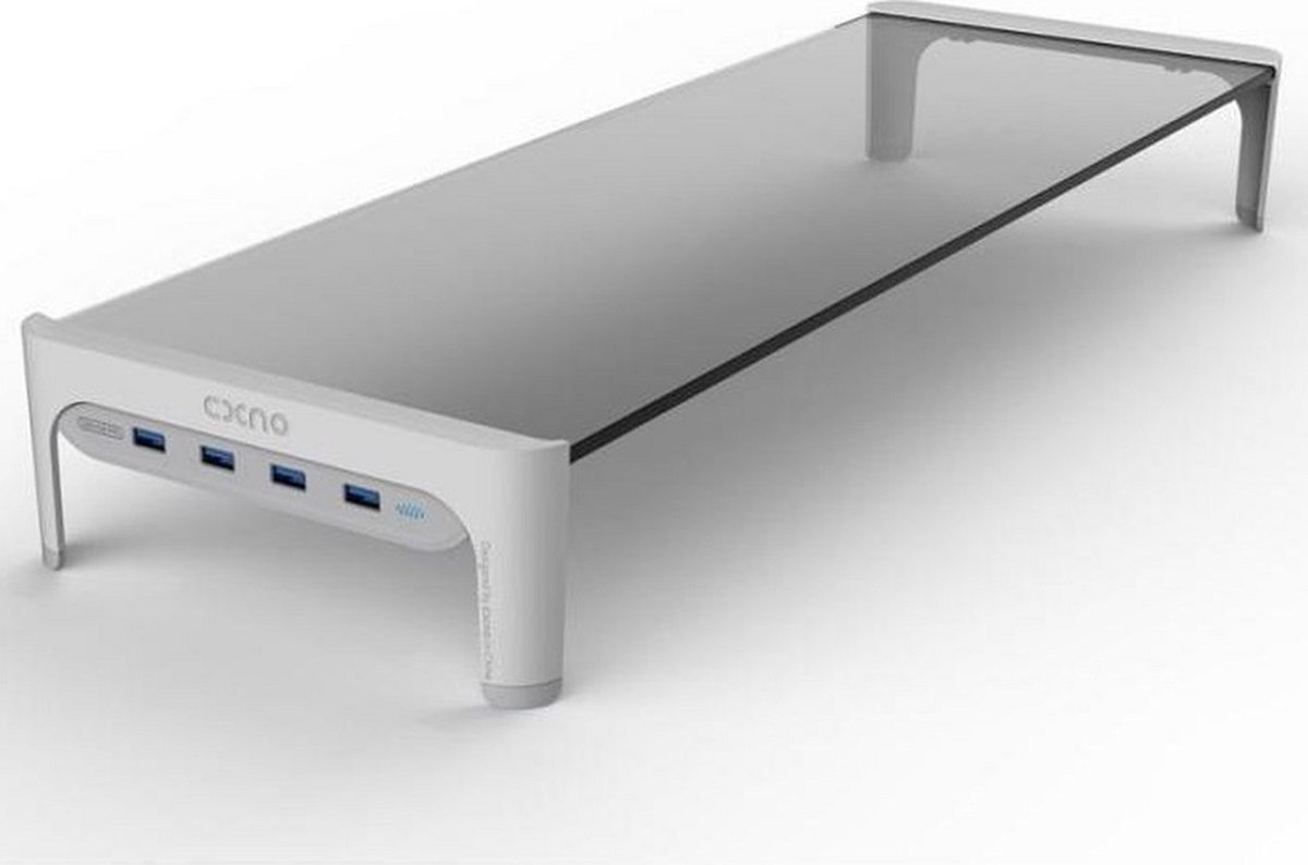 LuxeBass Monitorstandaard met USB 3.0 aansluiting | Monitor verhoger met oplader - (wit) LB558