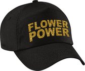 Flower power pet zwart met gouden letters - volwassenen - Toppers