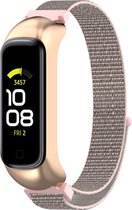 Nylon Smartwatch bandje - Geschikt voor Samsung Galaxy Fit 2 nylon bandje - pink sand - Strap-it Horlogeband / Polsband / Armband