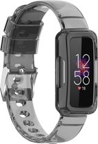 TPU Smartwatch bandje - Geschikt voor Fitbit Luxe clear TPU bandje - transparant-zwart - Strap-it Horlogeband / Polsband / Armband