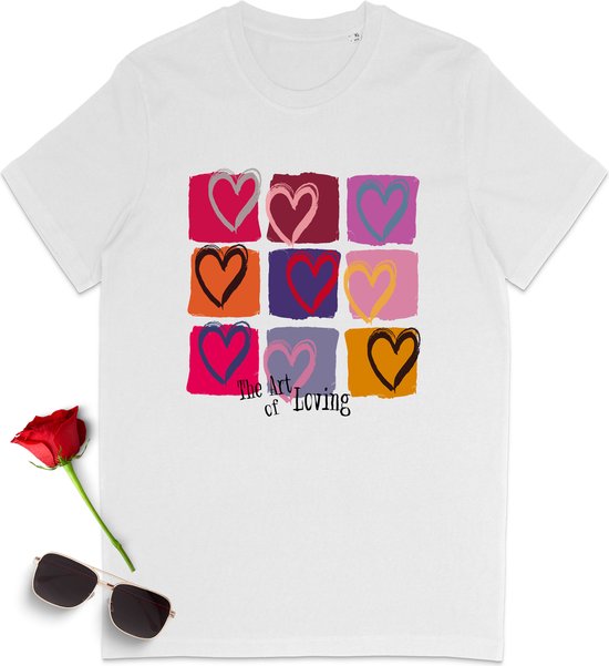 T Shirt Dames - T Shirt Heren - Unisex - Liefde - Wit - Maat M