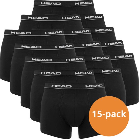 HEAD Boxershorts Basic Zwart- 15-Pack Zwart heren boxershorts