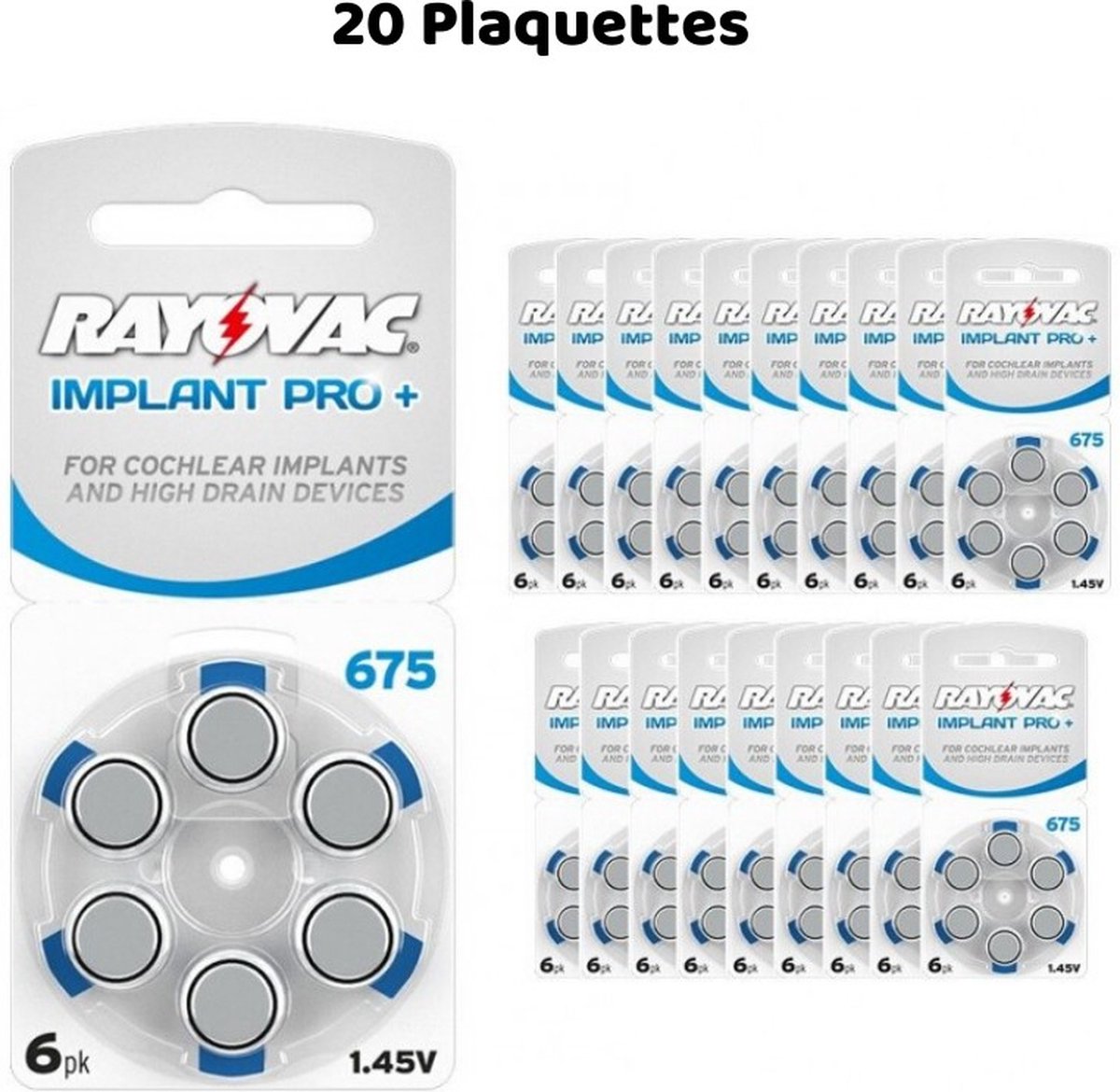 Hoortoestel batterijen Rayovac 675 Implant Pro+, 20 elektroden