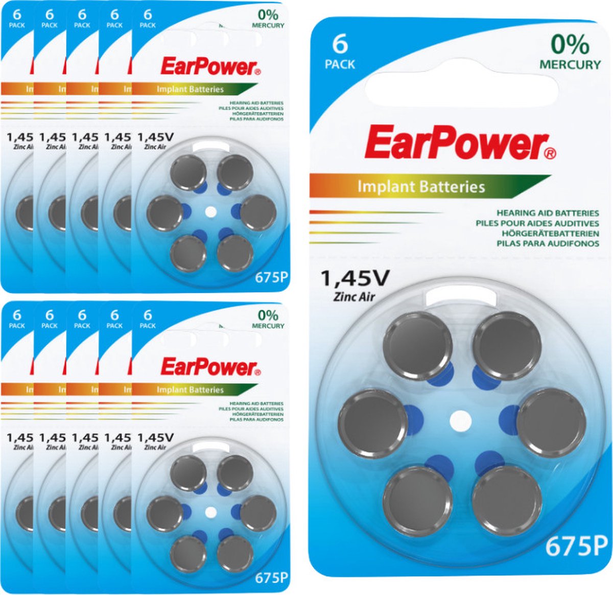 Earpower 675 Cochleair Implantaat Gehoorbatterijen, 10 Wafers