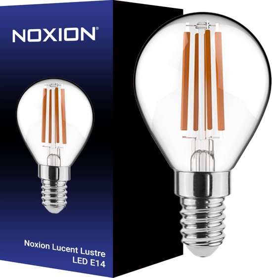 Noxion Lucent Lustre LED E14 Kogel Filament Helder 4.5W 470lm - 827 Zeer Warm Wit | Dimbaar - Vervangt 40W.