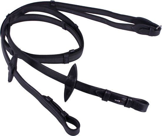 Qhp Teugel antislip met stops Black - Shet | Zwart | Teugels paard