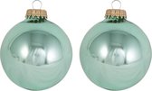 24x Sea foam groene glazen kerstballen glans 7 cm kerstboomversiering - Kerstversiering/kerstdecoratie mintgroen/groen