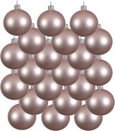 18x Lichtroze glazen kerstballen 8 cm - Mat/matte - Kerstboomversiering lichtroze