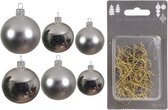 Groot pakket glazen kerstballen zilver glans/mat 50x stuks - 4-6-8 cm incl haakjes