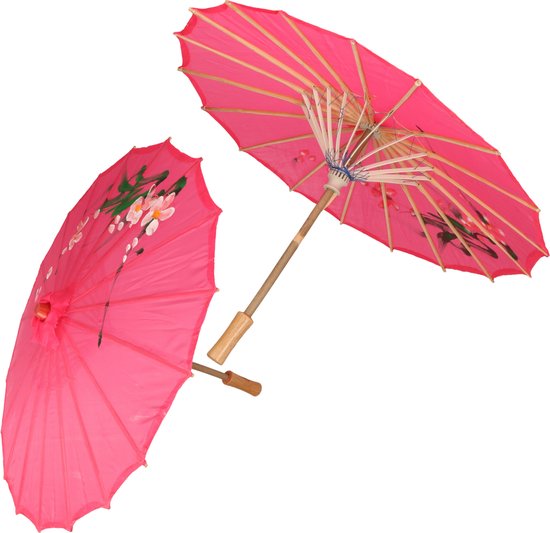 2x Chinese paraplu fuchsia 40 cm - Decoratie parasol/paraplu -... | bol.com