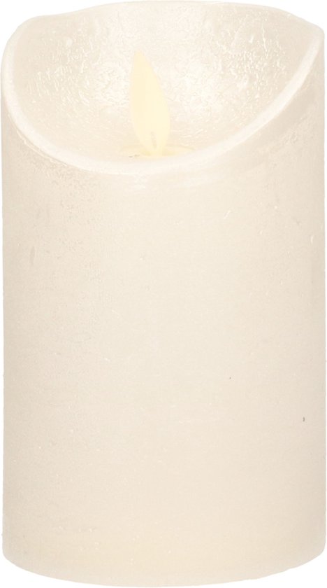 1x Creme parel LED kaarsen / stompkaarsen 12,5 cm - Luxe kaarsen op batterijen met bewegende vlam