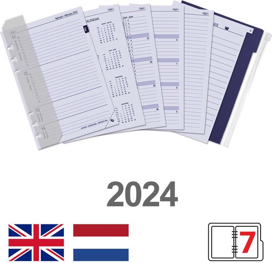 Kalpa 6307-24 A5 Agenda Planner Inleg 1 Week per 2 Paginas EN NL 2024