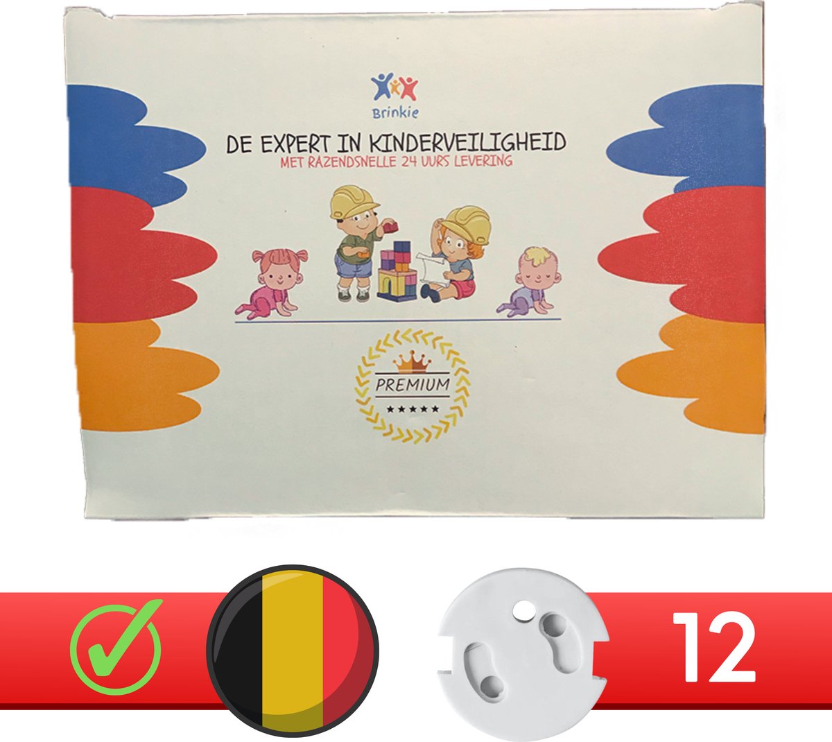 Brinkie ® Stopcontact beveiliging België - 12 Stuks - Met plakgarantie - Veiligheid in huis voor baby’s - Stopcontactbeschermers - stopcontactbeveiliging - stopcontactbeveiligers