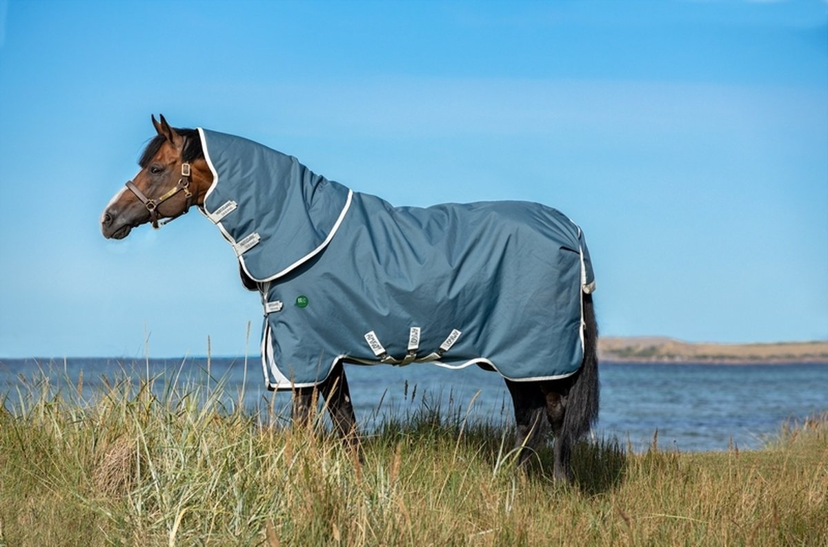 Horseware Amigo AmECO Bravo 12 Plus Turnout 0grs regendeken - maat 135/183 - teal/grey