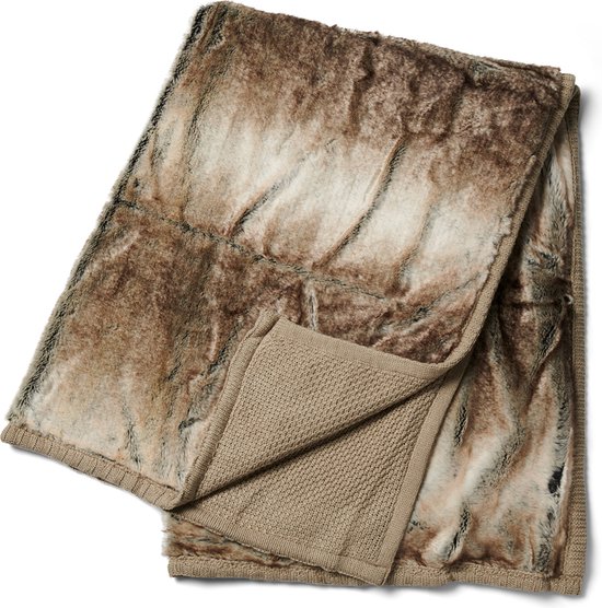 Riviera Maison Plaid faux fur RM Coco Faux Fur Throw Beige