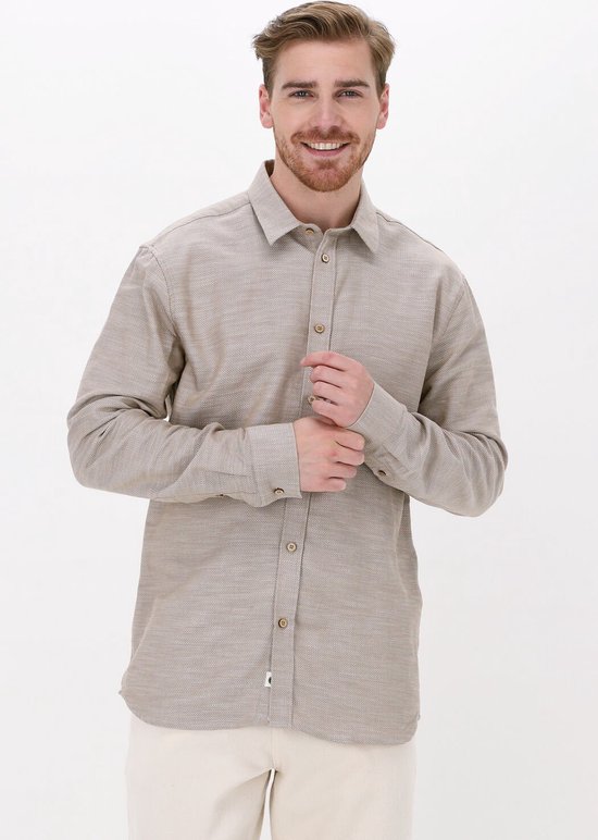 Anerkjendt Akkonrad Structure Shirt - met lange mouwen - Heren Beige - Maat XL