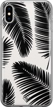 Casimoda® hoesje - Geschikt voor iPhone Xs Max - Palm Leaves Silhouette - Siliconen/TPU telefoonhoesje - Backcover - Planten - Zwart