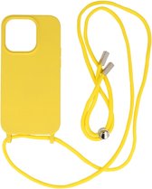 2.5 mm Dikke Fashion Backcover met Koord Telefoonhoesje - Color Hoesje - Geschikt voor iPhone 14 Pro - Geel