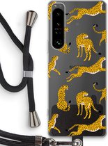 Case Company® - Hoesje met koord geschikt voor Sony Xperia 1 IV hoesje met Koord - Luipaard - Telefoonhoesje met Zwart Koord - Bescherming aan alle Kanten en Over de Schermrand