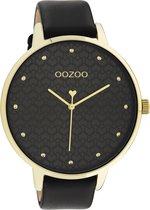 OOZOO Timpieces - Montre en or avec bracelet en cuir noir - C11039