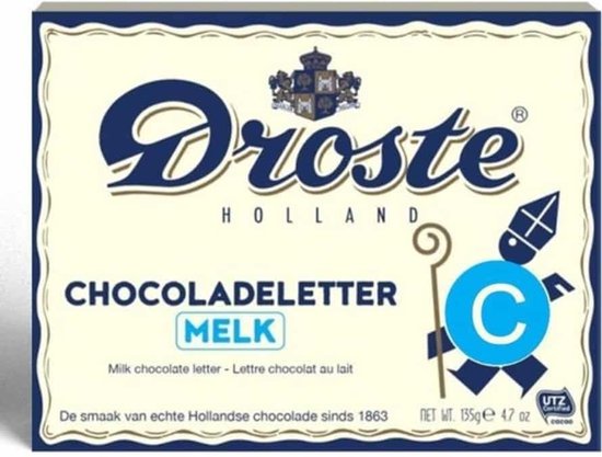 Foto: Droste chocoladeletter melk 135 gram letter c