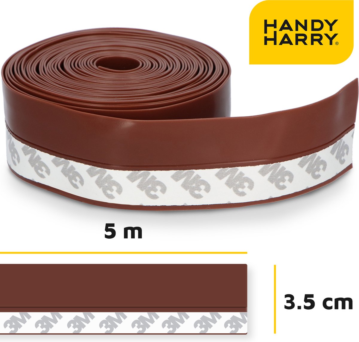 HANDY HARRY® Tochtstrip voor deuren - 5mx3.5cm - Bruin - Zelfklevend