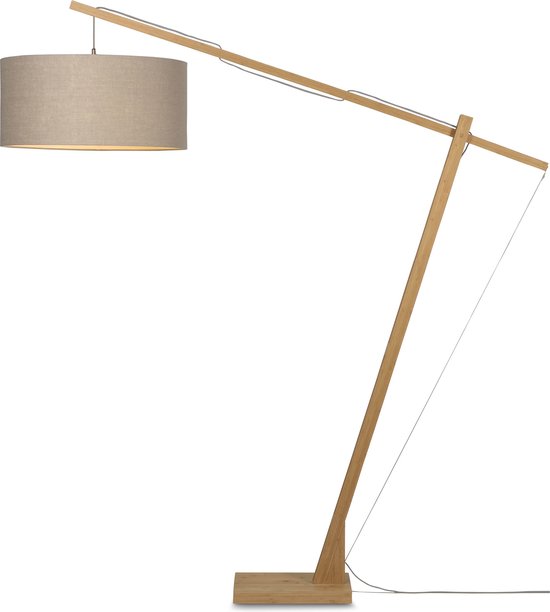 GOOD&MOJO Vloerlamp Montblanc - Bamboe/Taupe - 175x60x207cm - Scandinavisch,Bohemian - Staande lamp voor Woonkamer - Slaapkamer