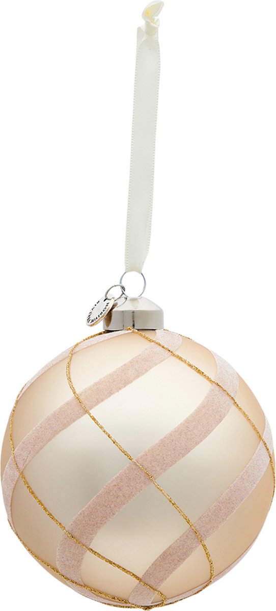 Riviera Maison Kerstbal glas - A Lovely Christmas Ornament - Wit - Ø10cm