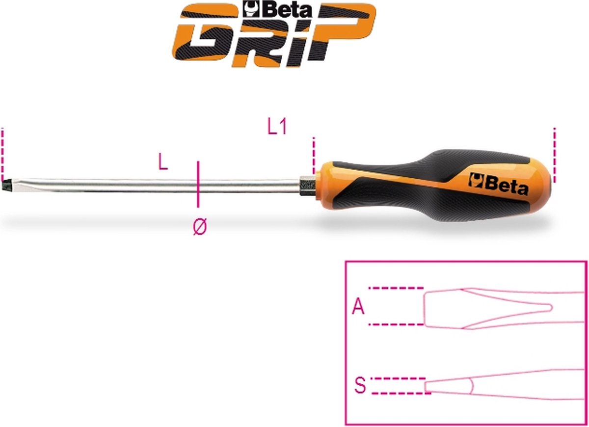 Beta Platte Schroevendraaier 6.5mm met Zeskantgreep 1260E/6.5