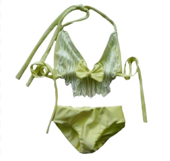 Maat 140 Bikini Geel zwemkleding met franje Braziliaanse bikini badkleding voor baby en kind zwem kleding