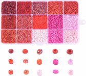 Rocailles kralen | kralen rood + roze | 2 mm | kralen set | diy sieraden maken