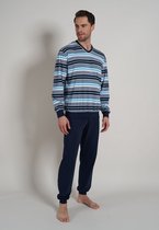 Gotzburg heren pyjama V-hals - lichtblauw gestreept - Maat: 3XL