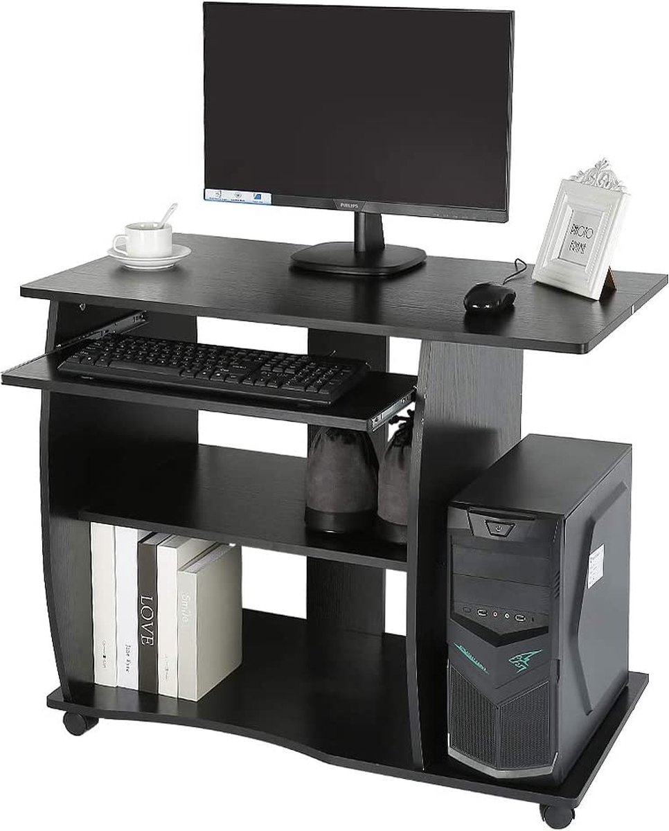 Bureau Computerbureau met plankindeling, bureau met kast en lade Bureau Computerbureau met plankindeling, bureau met kast en lade