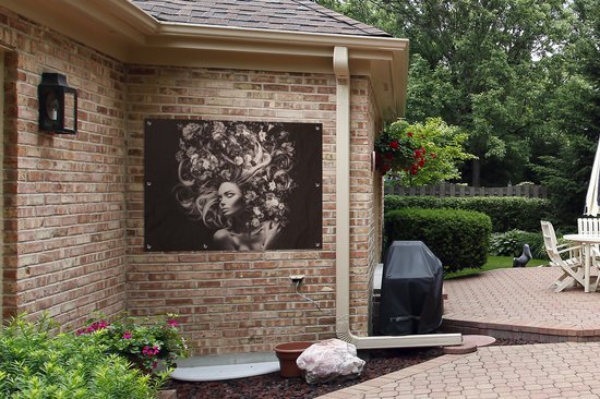 Affiche jardin - Toile jardin - Posters de jardin extérieur - Fleurs - Femme - Nature - 120x90 cm - Jardin